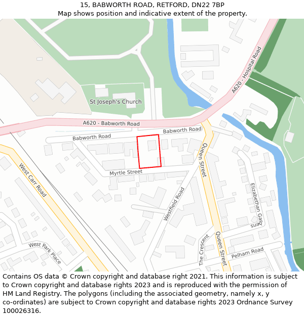 15, BABWORTH ROAD, RETFORD, DN22 7BP: Location map and indicative extent of plot