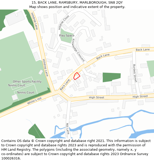 15, BACK LANE, RAMSBURY, MARLBOROUGH, SN8 2QY: Location map and indicative extent of plot