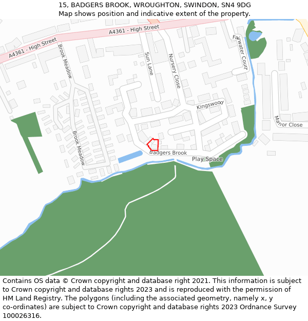 15, BADGERS BROOK, WROUGHTON, SWINDON, SN4 9DG: Location map and indicative extent of plot