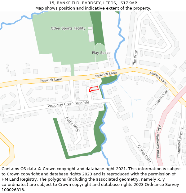 15, BANKFIELD, BARDSEY, LEEDS, LS17 9AP: Location map and indicative extent of plot