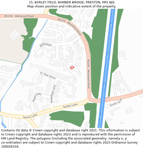 15, BARLEY FIELD, BAMBER BRIDGE, PRESTON, PR5 8JQ: Location map and indicative extent of plot