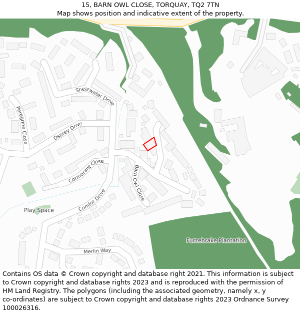 15, BARN OWL CLOSE, TORQUAY, TQ2 7TN: Location map and indicative extent of plot