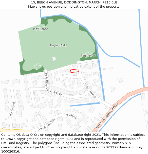 15, BEECH AVENUE, DODDINGTON, MARCH, PE15 0LB: Location map and indicative extent of plot