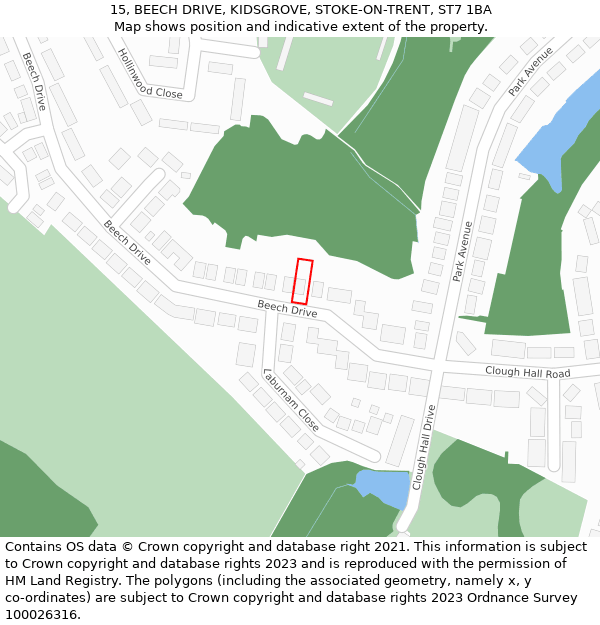 15, BEECH DRIVE, KIDSGROVE, STOKE-ON-TRENT, ST7 1BA: Location map and indicative extent of plot