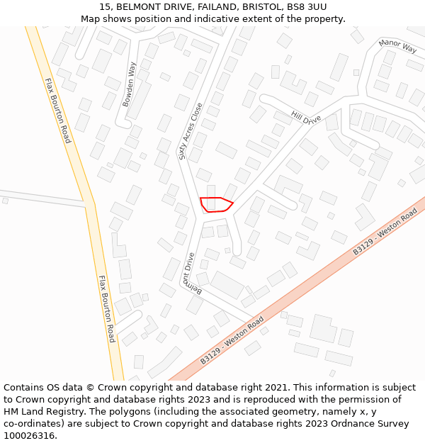 15, BELMONT DRIVE, FAILAND, BRISTOL, BS8 3UU: Location map and indicative extent of plot