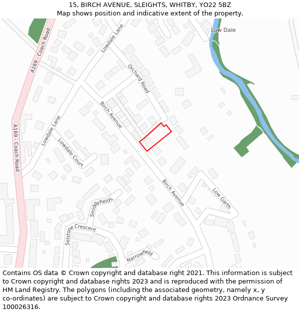 15, BIRCH AVENUE, SLEIGHTS, WHITBY, YO22 5BZ: Location map and indicative extent of plot