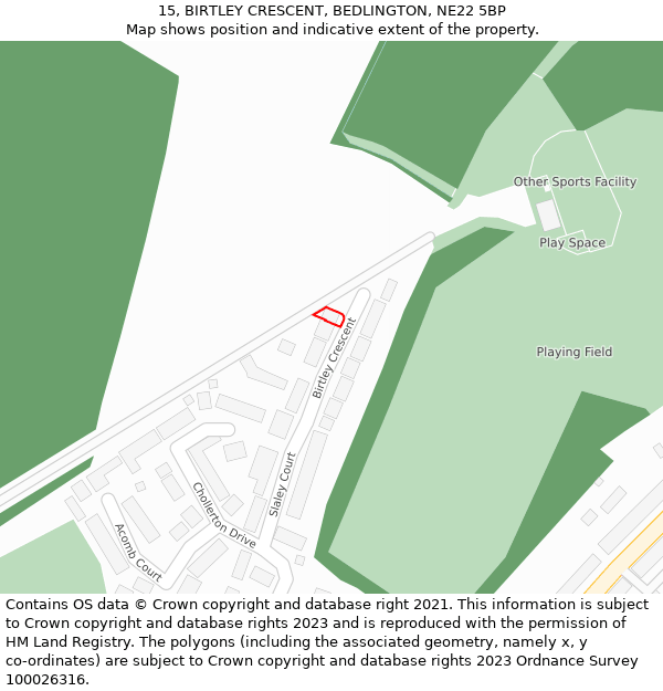15, BIRTLEY CRESCENT, BEDLINGTON, NE22 5BP: Location map and indicative extent of plot