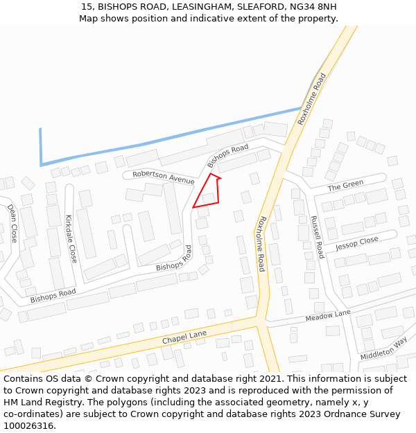 15, BISHOPS ROAD, LEASINGHAM, SLEAFORD, NG34 8NH: Location map and indicative extent of plot