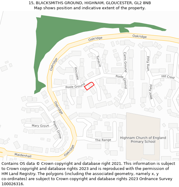 15, BLACKSMITHS GROUND, HIGHNAM, GLOUCESTER, GL2 8NB: Location map and indicative extent of plot