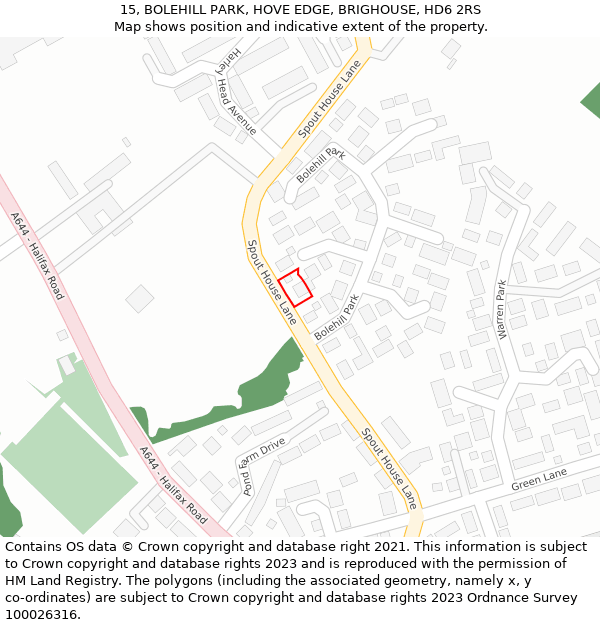 15, BOLEHILL PARK, HOVE EDGE, BRIGHOUSE, HD6 2RS: Location map and indicative extent of plot