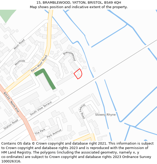 15, BRAMBLEWOOD, YATTON, BRISTOL, BS49 4QH: Location map and indicative extent of plot