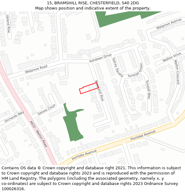 15, BRAMSHILL RISE, CHESTERFIELD, S40 2DG: Location map and indicative extent of plot