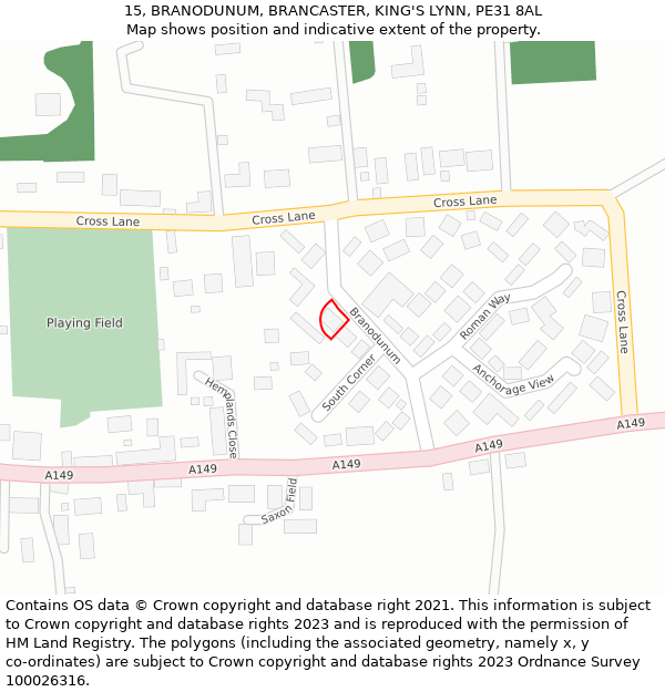 15, BRANODUNUM, BRANCASTER, KING'S LYNN, PE31 8AL: Location map and indicative extent of plot