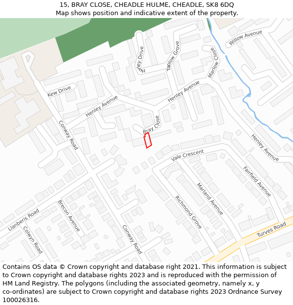 15, BRAY CLOSE, CHEADLE HULME, CHEADLE, SK8 6DQ: Location map and indicative extent of plot