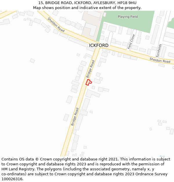 15, BRIDGE ROAD, ICKFORD, AYLESBURY, HP18 9HU: Location map and indicative extent of plot