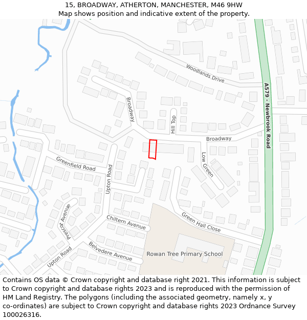 15, BROADWAY, ATHERTON, MANCHESTER, M46 9HW: Location map and indicative extent of plot