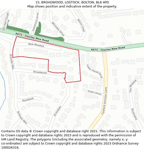 15, BROADWOOD, LOSTOCK, BOLTON, BL6 4PD: Location map and indicative extent of plot