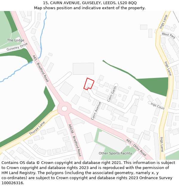 15, CAIRN AVENUE, GUISELEY, LEEDS, LS20 8QQ: Location map and indicative extent of plot