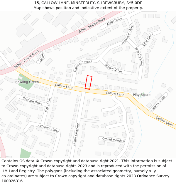 15, CALLOW LANE, MINSTERLEY, SHREWSBURY, SY5 0DF: Location map and indicative extent of plot