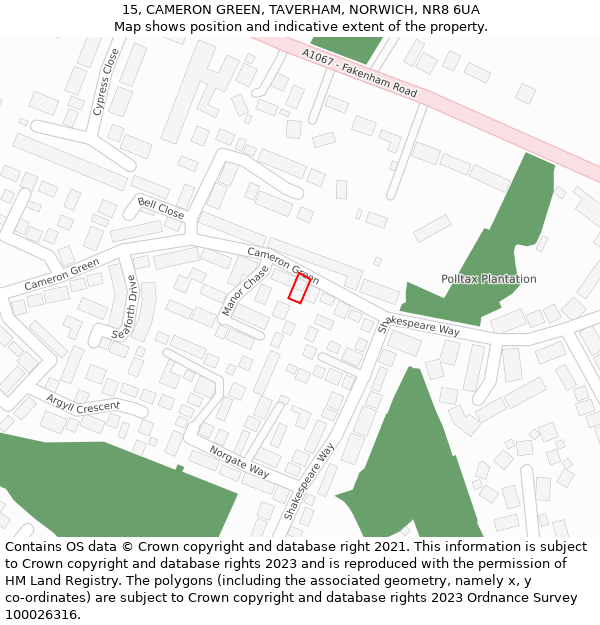 15, CAMERON GREEN, TAVERHAM, NORWICH, NR8 6UA: Location map and indicative extent of plot