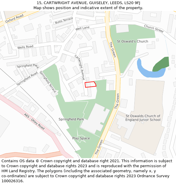 15, CARTWRIGHT AVENUE, GUISELEY, LEEDS, LS20 9FJ: Location map and indicative extent of plot