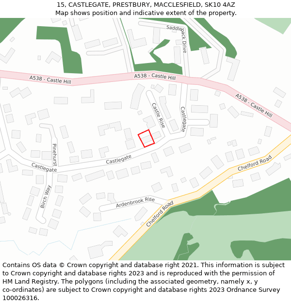 15, CASTLEGATE, PRESTBURY, MACCLESFIELD, SK10 4AZ: Location map and indicative extent of plot