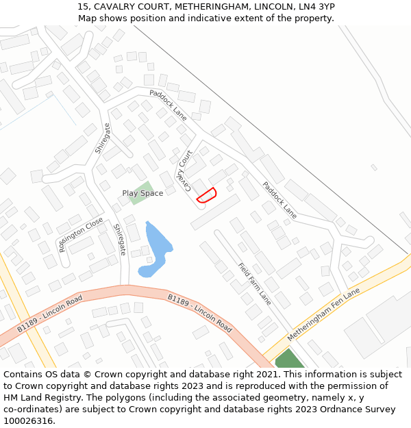 15, CAVALRY COURT, METHERINGHAM, LINCOLN, LN4 3YP: Location map and indicative extent of plot