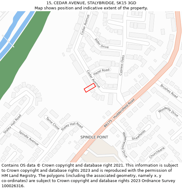 15, CEDAR AVENUE, STALYBRIDGE, SK15 3GD: Location map and indicative extent of plot