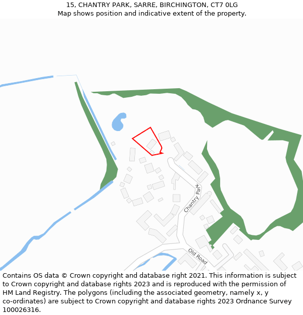 15, CHANTRY PARK, SARRE, BIRCHINGTON, CT7 0LG: Location map and indicative extent of plot