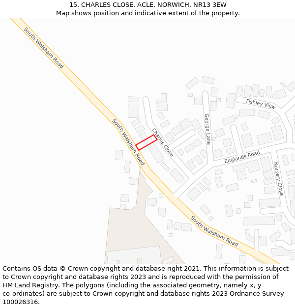 15, CHARLES CLOSE, ACLE, NORWICH, NR13 3EW: Location map and indicative extent of plot