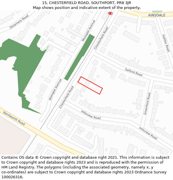 15, CHESTERFIELD ROAD, SOUTHPORT, PR8 3JR: Location map and indicative extent of plot