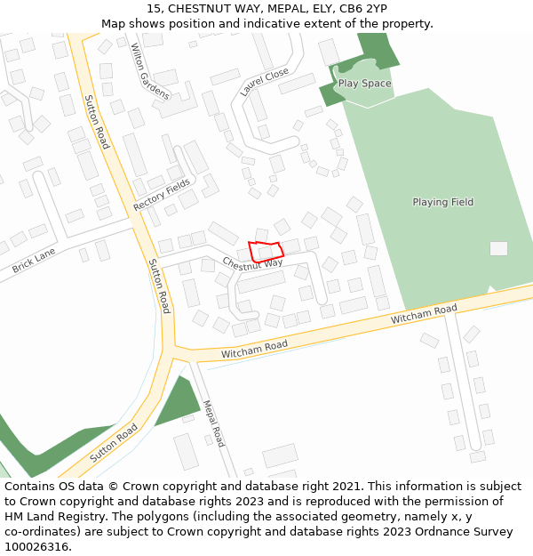 15, CHESTNUT WAY, MEPAL, ELY, CB6 2YP: Location map and indicative extent of plot