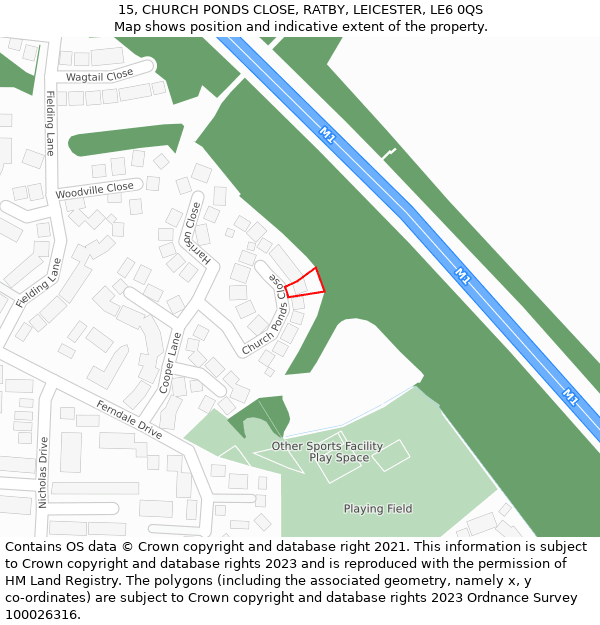 15, CHURCH PONDS CLOSE, RATBY, LEICESTER, LE6 0QS: Location map and indicative extent of plot