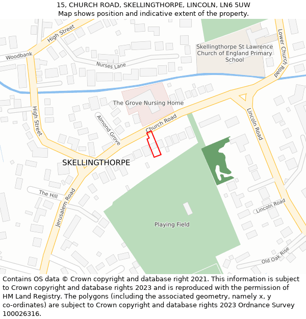 15, CHURCH ROAD, SKELLINGTHORPE, LINCOLN, LN6 5UW: Location map and indicative extent of plot