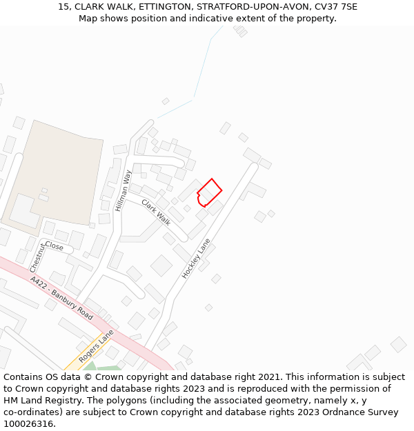 15, CLARK WALK, ETTINGTON, STRATFORD-UPON-AVON, CV37 7SE: Location map and indicative extent of plot