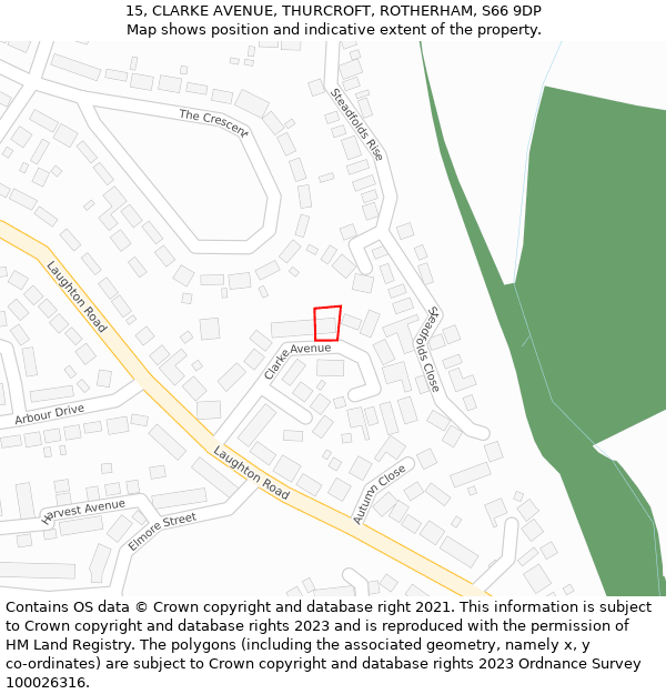 15, CLARKE AVENUE, THURCROFT, ROTHERHAM, S66 9DP: Location map and indicative extent of plot