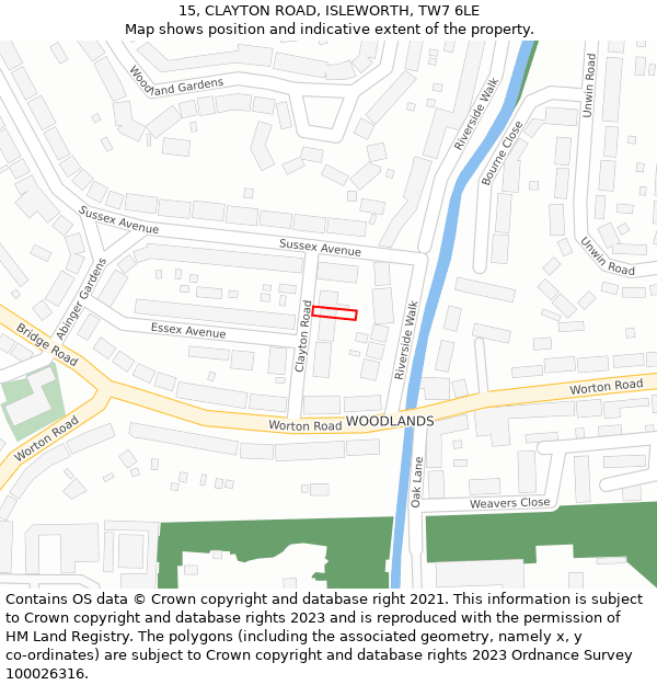 15, CLAYTON ROAD, ISLEWORTH, TW7 6LE: Location map and indicative extent of plot