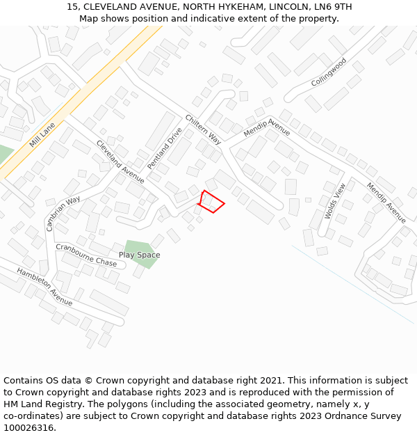 15, CLEVELAND AVENUE, NORTH HYKEHAM, LINCOLN, LN6 9TH: Location map and indicative extent of plot