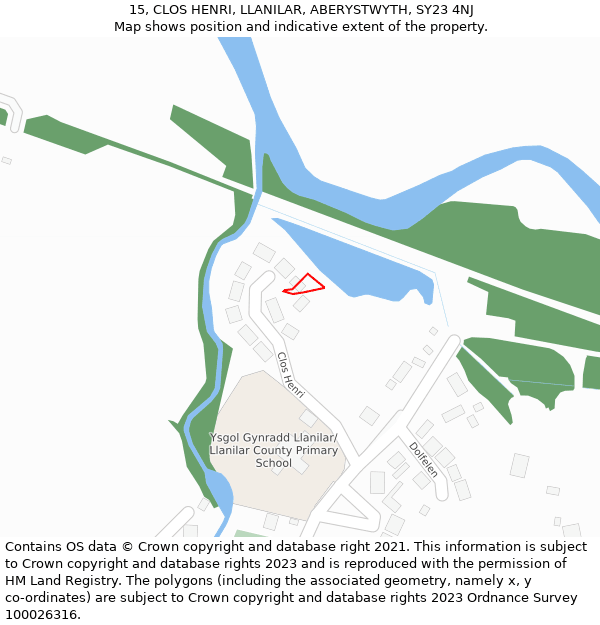 15, CLOS HENRI, LLANILAR, ABERYSTWYTH, SY23 4NJ: Location map and indicative extent of plot