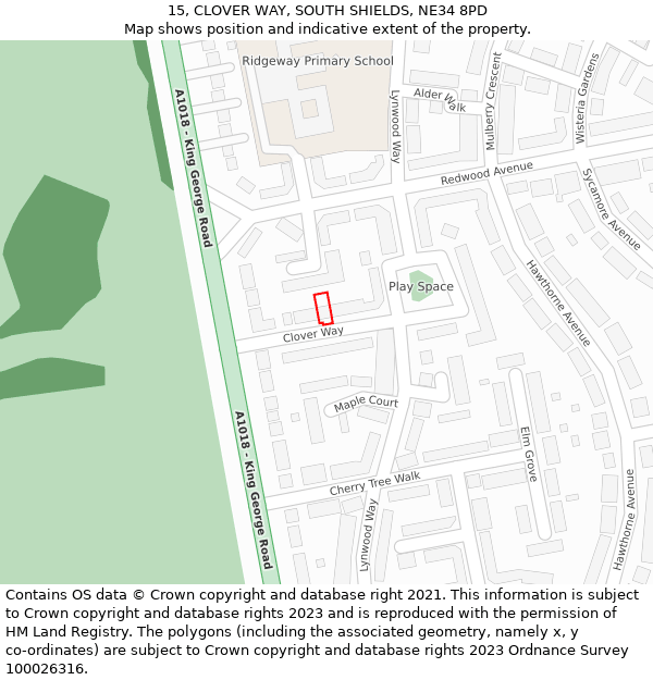 15, CLOVER WAY, SOUTH SHIELDS, NE34 8PD: Location map and indicative extent of plot