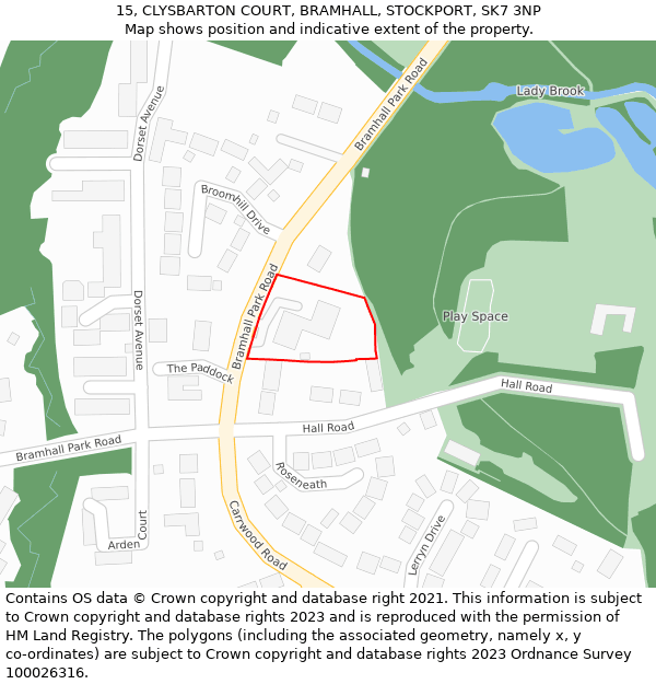 15, CLYSBARTON COURT, BRAMHALL, STOCKPORT, SK7 3NP: Location map and indicative extent of plot