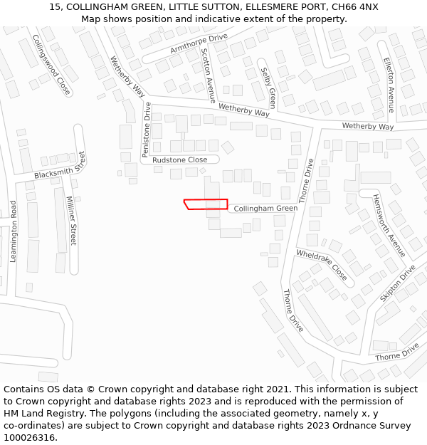 15, COLLINGHAM GREEN, LITTLE SUTTON, ELLESMERE PORT, CH66 4NX: Location map and indicative extent of plot