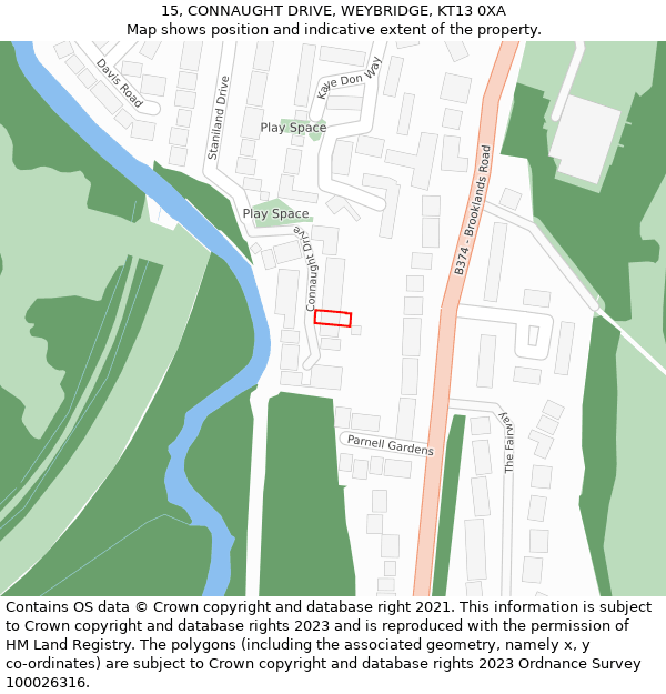 15, CONNAUGHT DRIVE, WEYBRIDGE, KT13 0XA: Location map and indicative extent of plot