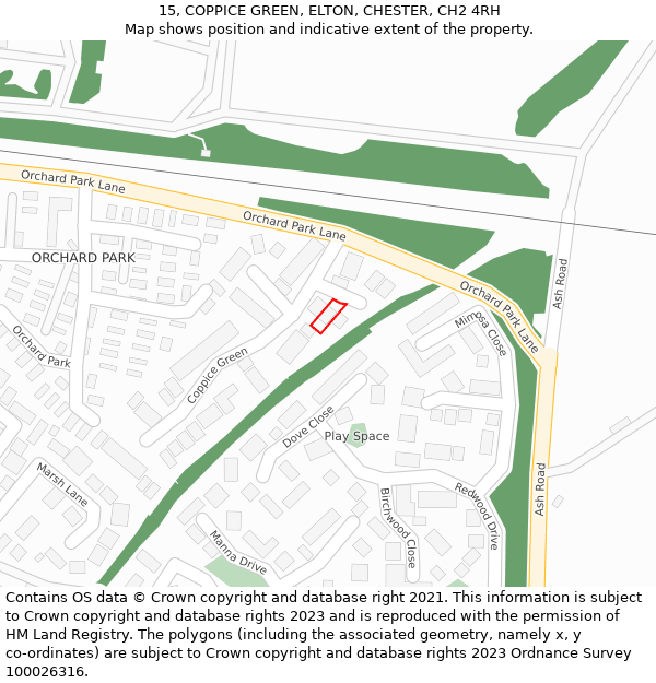 15, COPPICE GREEN, ELTON, CHESTER, CH2 4RH: Location map and indicative extent of plot