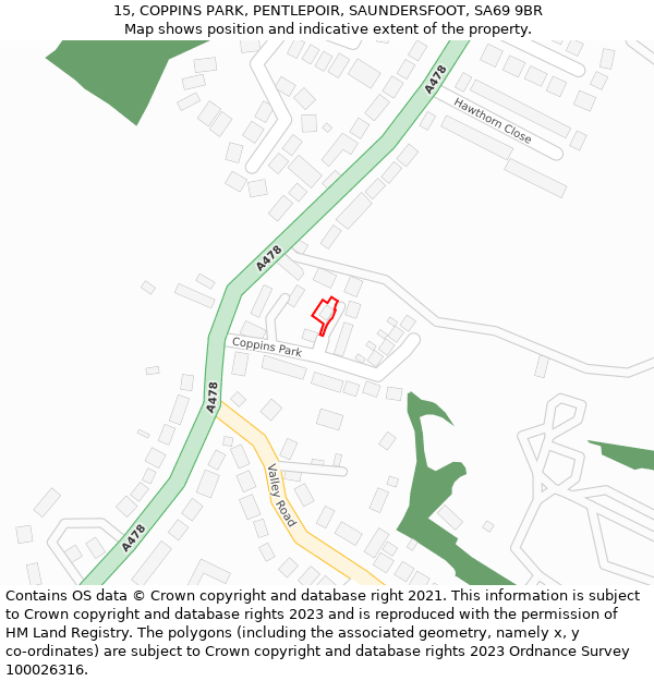 15, COPPINS PARK, PENTLEPOIR, SAUNDERSFOOT, SA69 9BR: Location map and indicative extent of plot