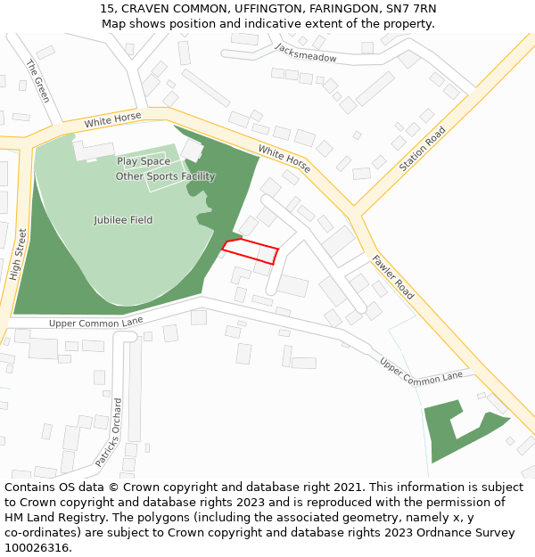 15, CRAVEN COMMON, UFFINGTON, FARINGDON, SN7 7RN: Location map and indicative extent of plot