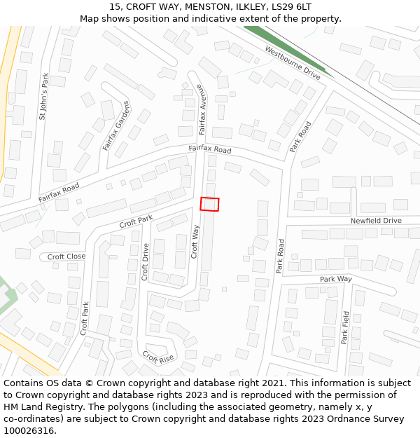 15, CROFT WAY, MENSTON, ILKLEY, LS29 6LT: Location map and indicative extent of plot