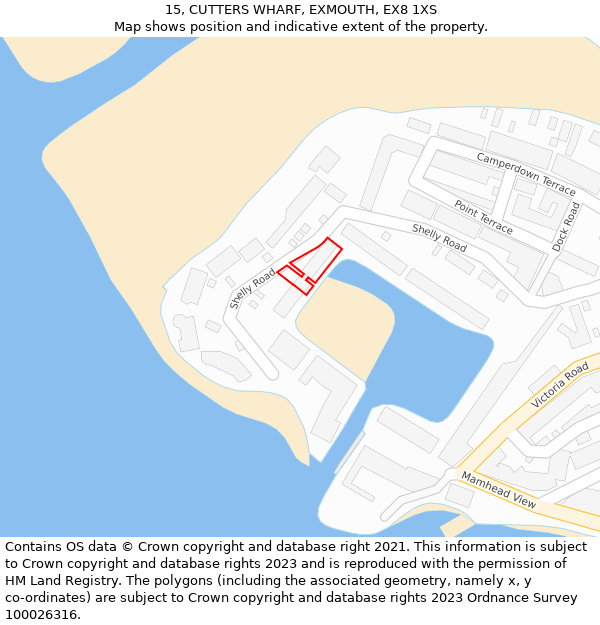 15, CUTTERS WHARF, EXMOUTH, EX8 1XS: Location map and indicative extent of plot