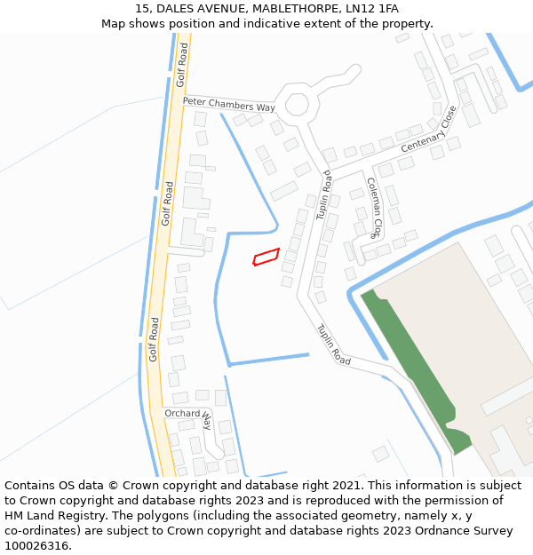 15, DALES AVENUE, MABLETHORPE, LN12 1FA: Location map and indicative extent of plot