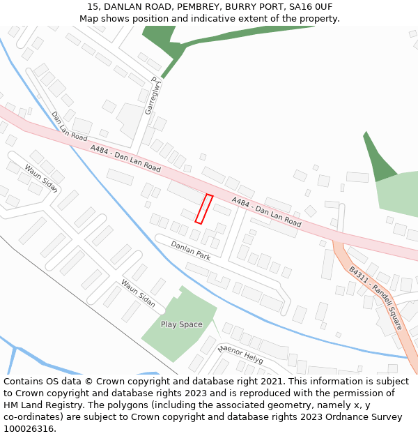 15, DANLAN ROAD, PEMBREY, BURRY PORT, SA16 0UF: Location map and indicative extent of plot